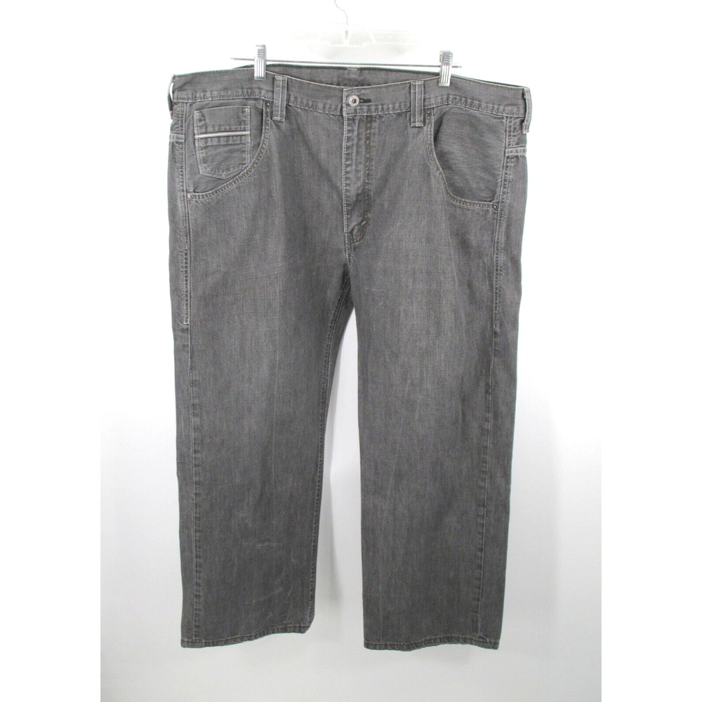 LEVI'S 569 Loose Straight Jeans Men 42W x 32L Gray Denim Flap Pockets Relaxed